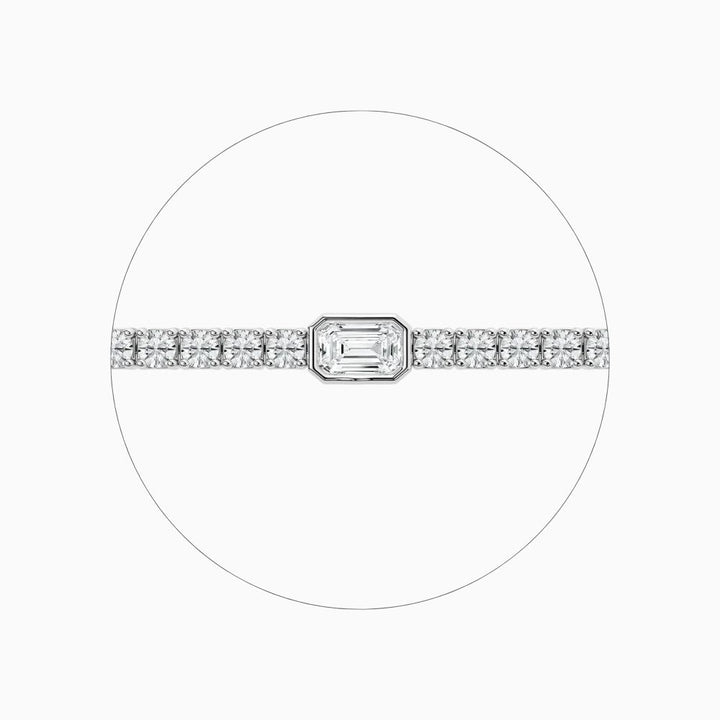 Ivory Emerald And Round Cut Lab Grown Diamond Tennis Bracelet