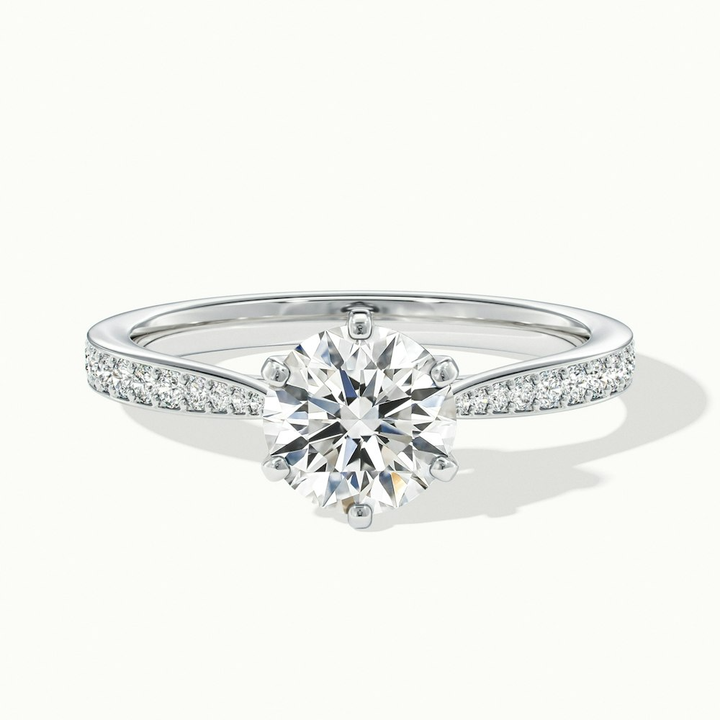 Mia 5 Carat Round Solitaire Pave Lab Grown Engagement Ring in 10k White Gold