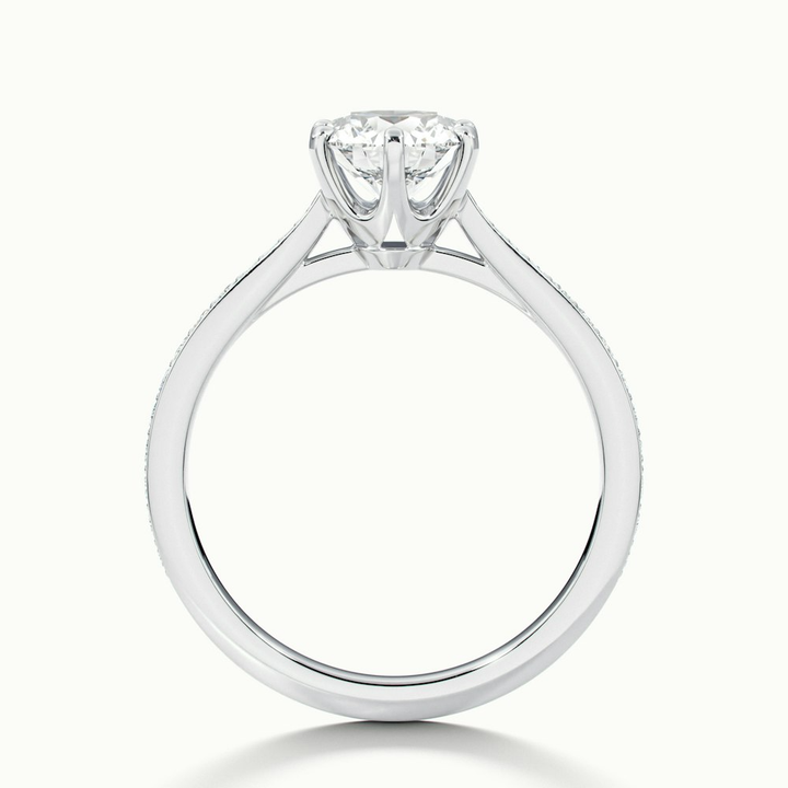 Mia 3 Carat Round Solitaire Pave Lab Grown Engagement Ring in 14k White Gold