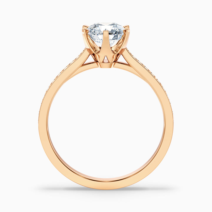 Mia 2 Carat Round Side Stone Pave Lab Grown Engagement Ring in 10k Rose Gold - Side View