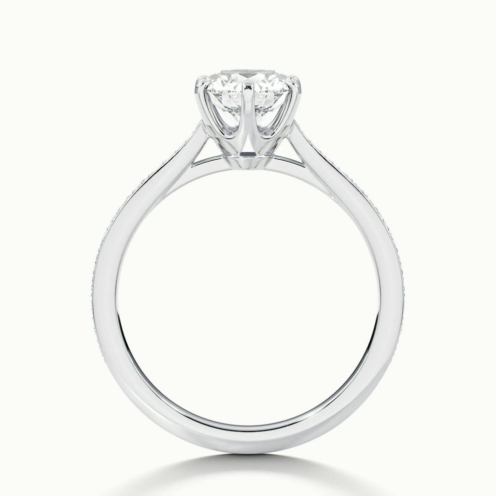 Esha 1 Carat Round Solitaire Pave Moissanite Diamond Ring in Platinum