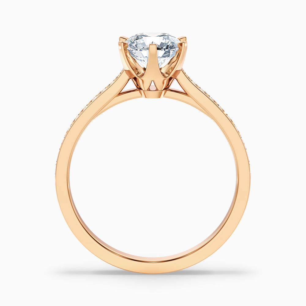 kaye 6 carat round solitaire pave moissanite engagement ring in 10k rose gold -  Side View