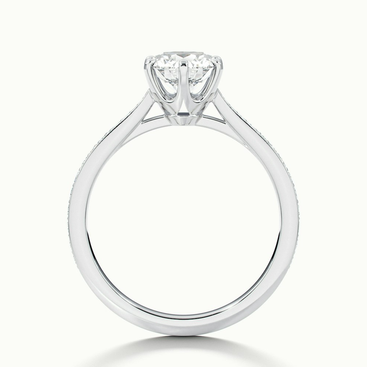 Esha 1.5 Carat Round Solitaire Pave Moissanite Diamond Ring in 10k White Gold