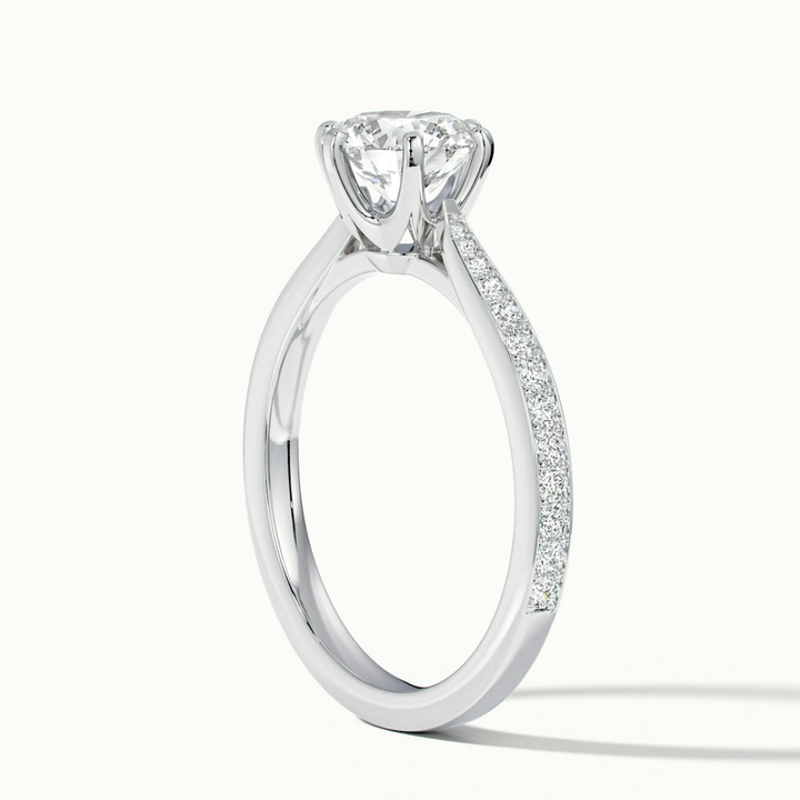 Mia 5 Carat Round Solitaire Pave Lab Grown Engagement Ring in 14k White Gold