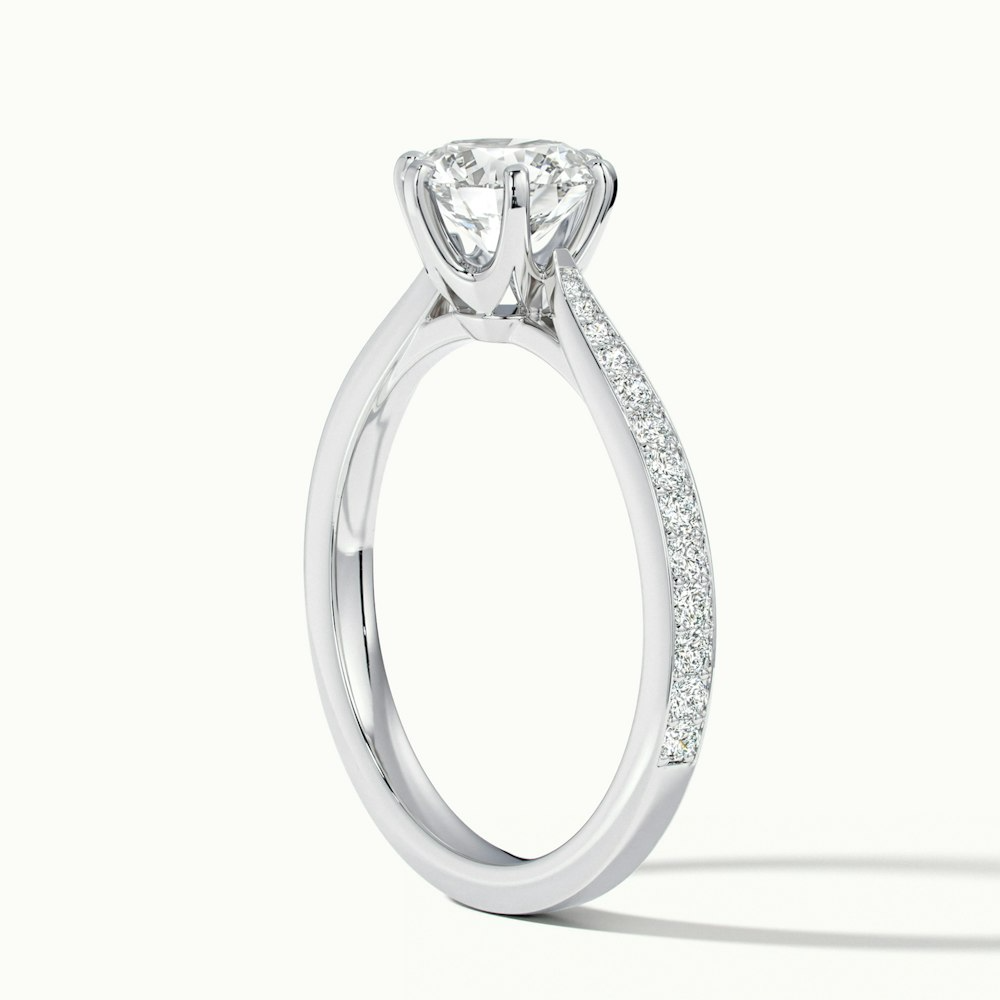 Mia 5 Carat Round Solitaire Pave Lab Grown Engagement Ring in 10k White Gold