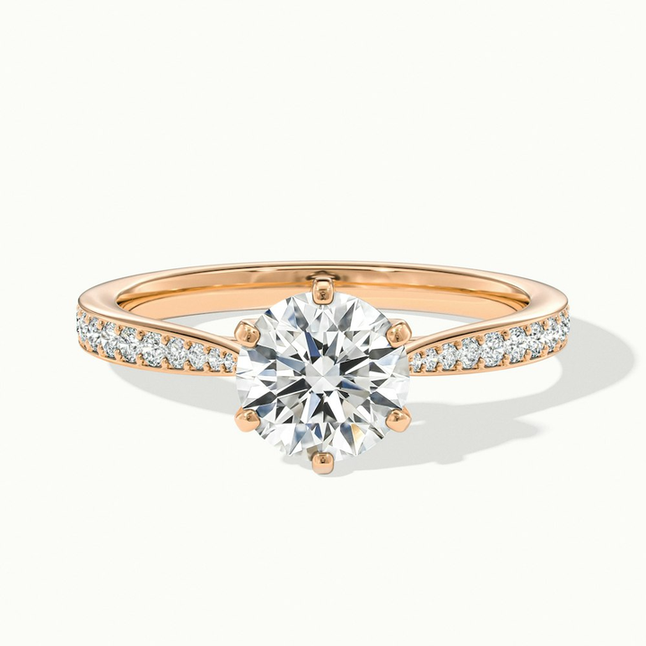 Mia 1.5 Carat Round Solitaire Pave Lab Grown Engagement Ring in 10k Rose Gold