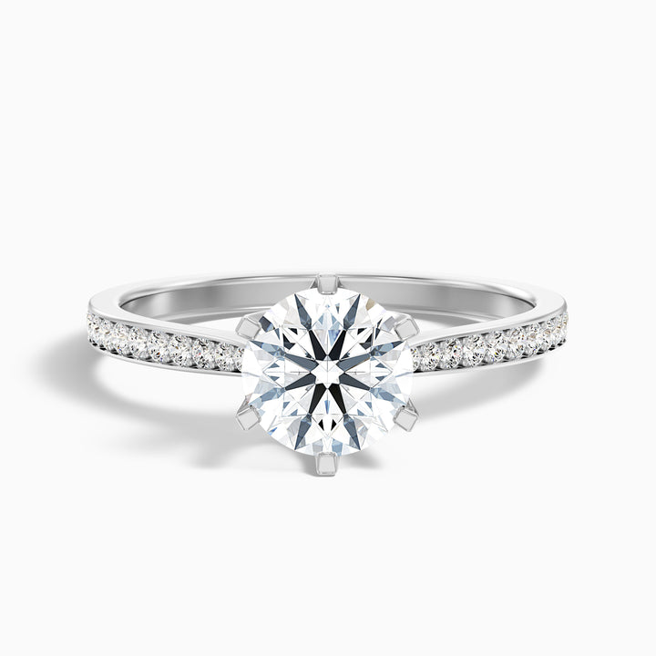 kaye 7 carat round solitaire pave moissanite engagement ring in 925 sterling silver - Front View