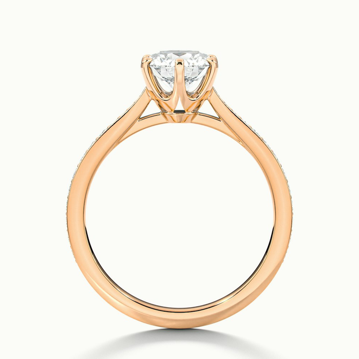 Esha 1 Carat Round Solitaire Pave Moissanite Diamond Ring in 18k Rose Gold