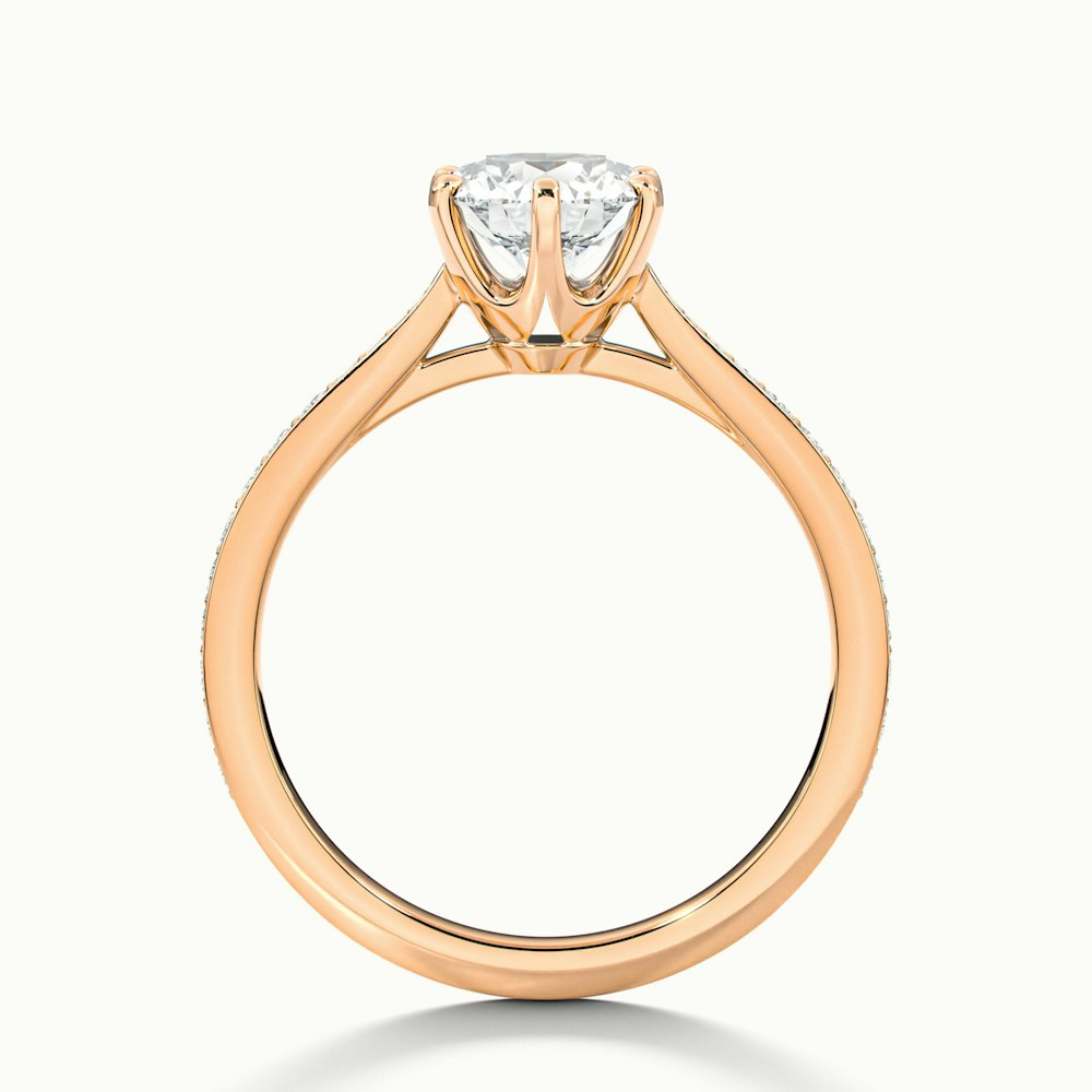 Esha 1.5 Carat Round Solitaire Pave Moissanite Diamond Ring in 10k Rose Gold