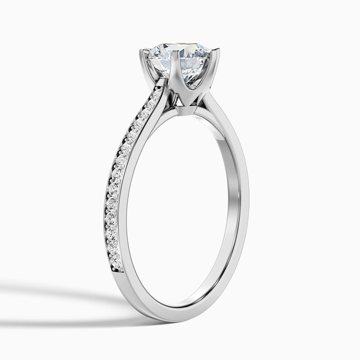 kaye 7 carat round solitaire pave moissanite engagement ring in 925 sterling silver - Detail View