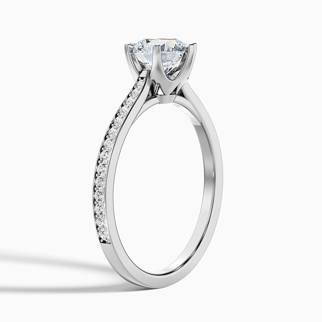 kaye 8 carat round solitaire pave moissanite engagement ring in 925 sterling silver - Detail View