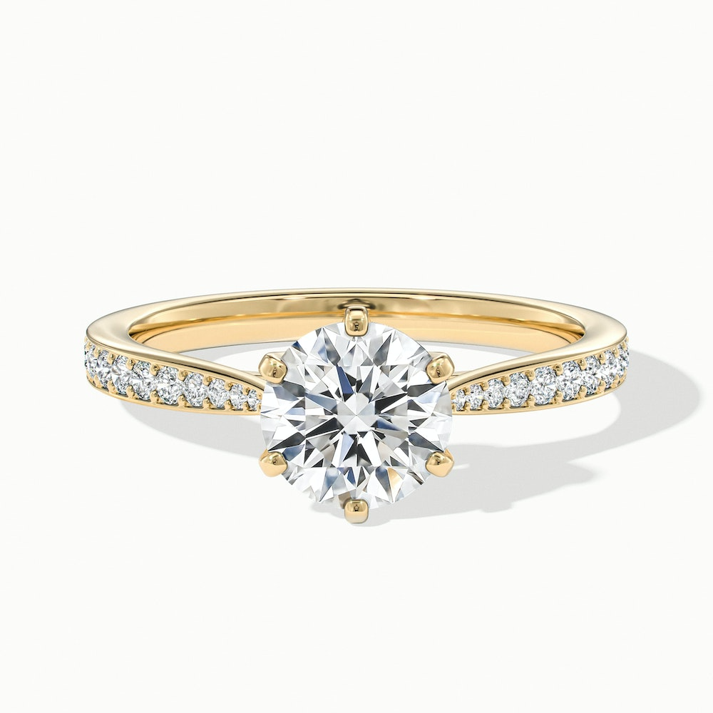 Esha 2.5 Carat Round Solitaire Pave Moissanite Diamond Ring in 10k Yellow Gold