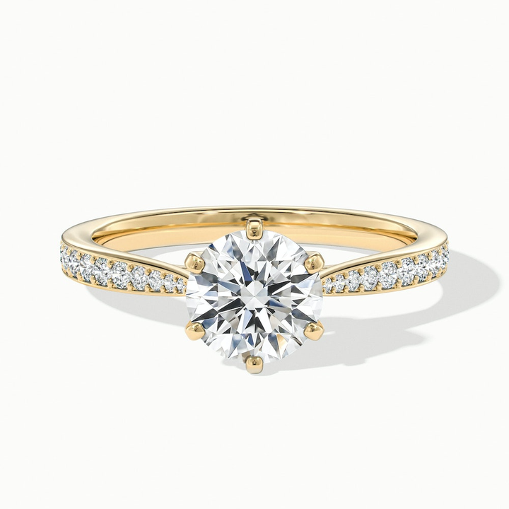 Mia 1.5 Carat Round Solitaire Pave Lab Grown Engagement Ring in 18k Yellow Gold