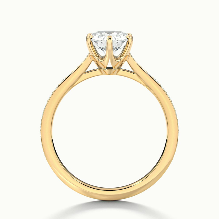 Esha 3.5 Carat Round Solitaire Pave Moissanite Diamond Ring in 10k Yellow Gold