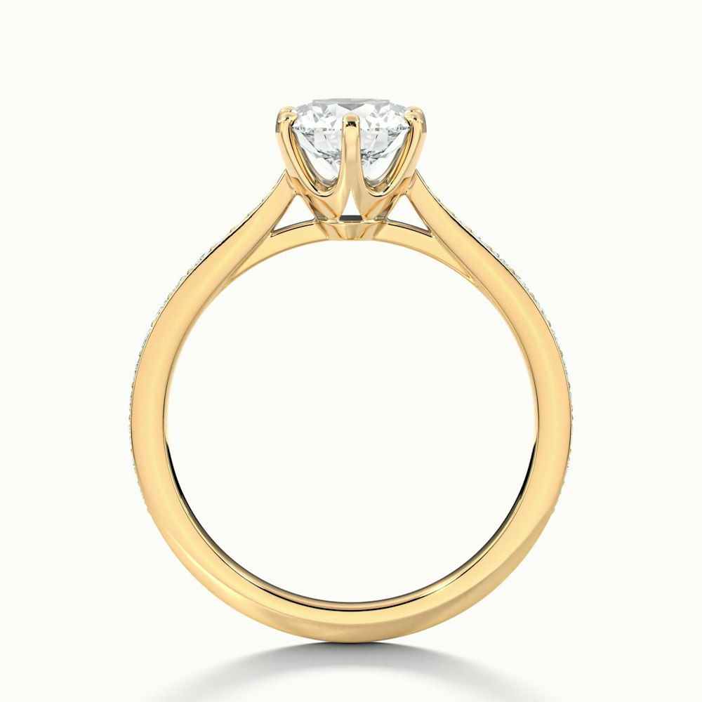 Esha 5 Carat Round Solitaire Pave Moissanite Diamond Ring in 18k Yellow Gold