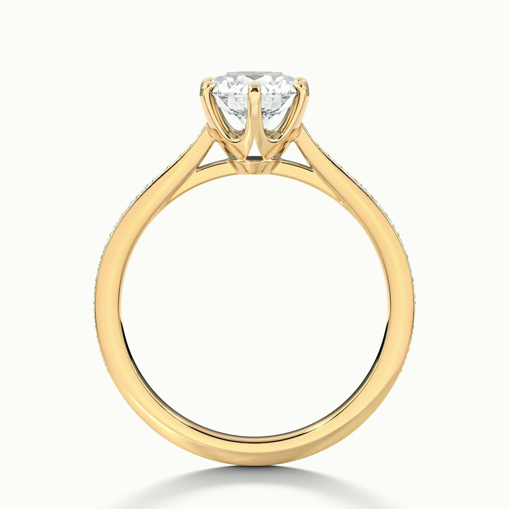 Esha 2 Carat Round Solitaire Pave Moissanite Diamond Ring in 10k Yellow Gold