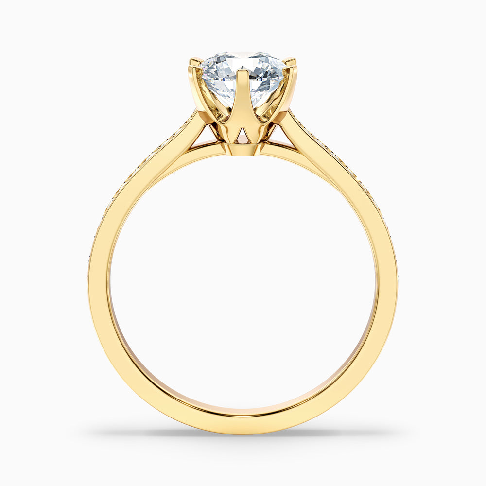 kaye 10 carat round solitaire pave moissanite engagement ring in 14k yellow gold -  Side View