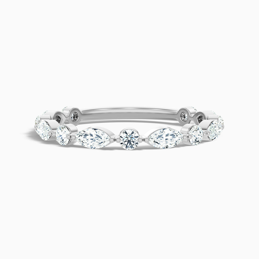 Olivia Marquise and Round Cut 3/4 Eternity Lab Grown Diamond Wedding Band
