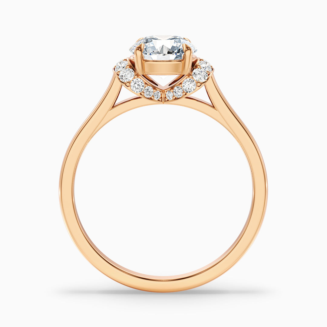 jena 10 carat round solitaire garland pave moissanite diamond ring in 14k rose gold -  Side View