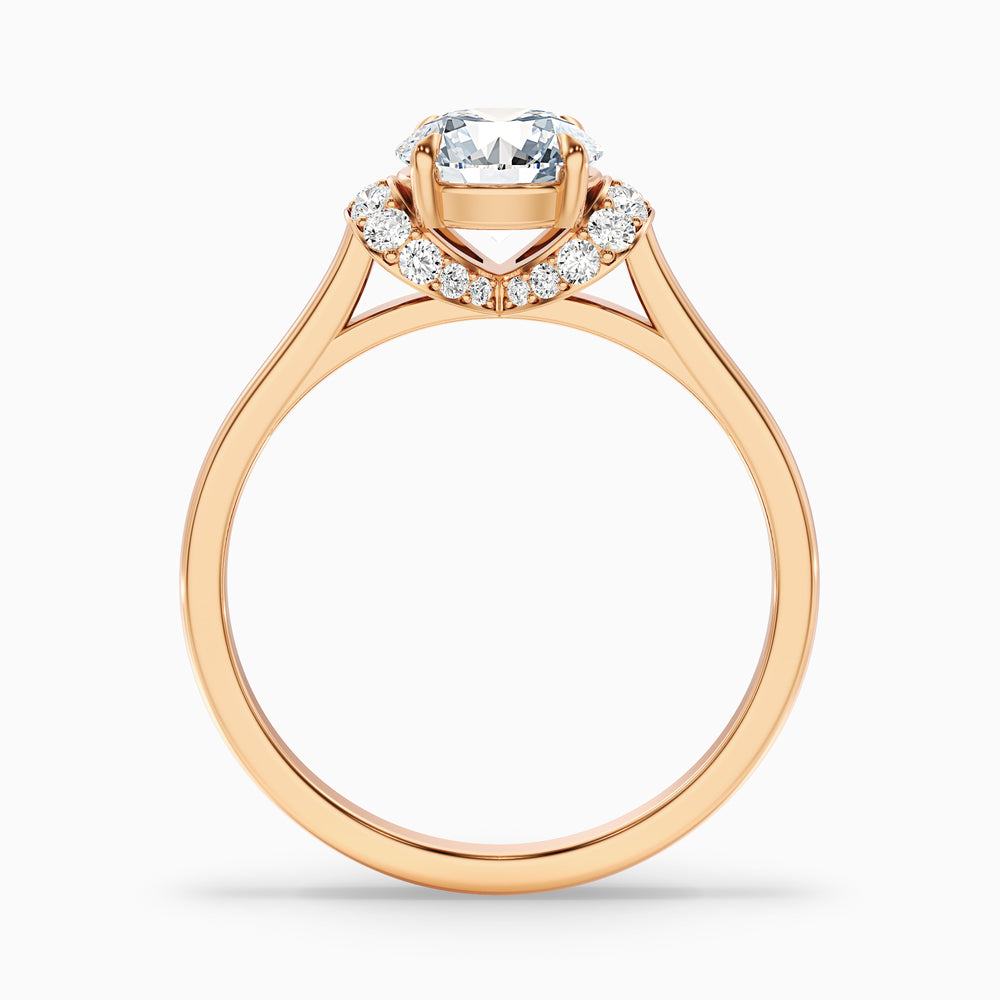 jena 6 carat round solitaire garland pave moissanite diamond ring in 10k rose gold -  Side View