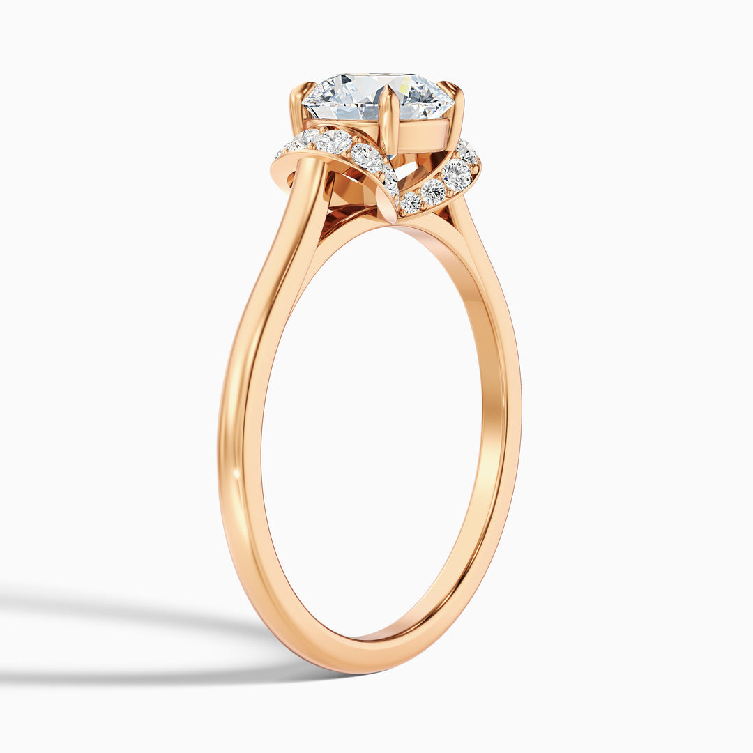 Lux 2.5 Carat Round Solitaire Pave Lab Grown Engagement Ring in 10k Rose Gold - Detail View