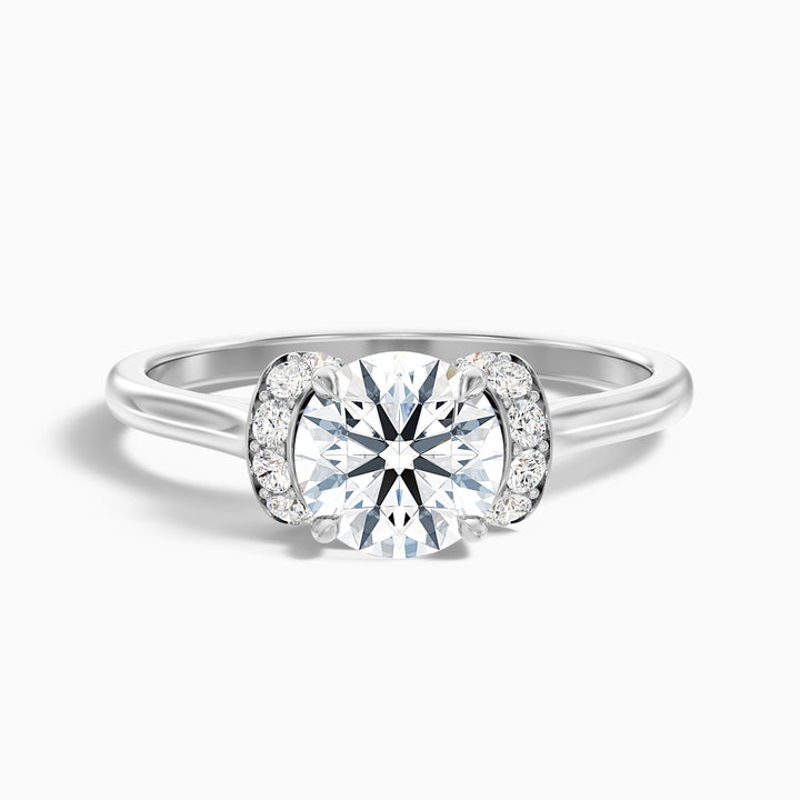 jena 10 carat round solitaire garland pave moissanite diamond ring in 925 sterling silver - Front View