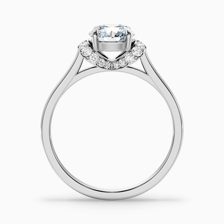 Lux 1 Carat Round Solitaire Pave Lab Grown Engagement Ring in Platinum - Side View