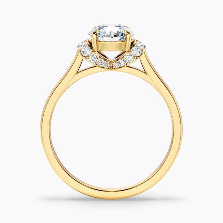 Lux 4 Carat Round Solitaire Pave Lab Grown Engagement Ring in 10k Yellow Gold - Side View