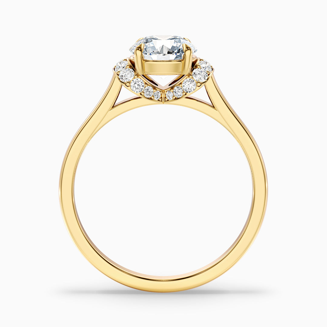 Lux 4.5 Carat Round Solitaire Pave Lab Grown Engagement Ring in 18k Yellow Gold - Side View