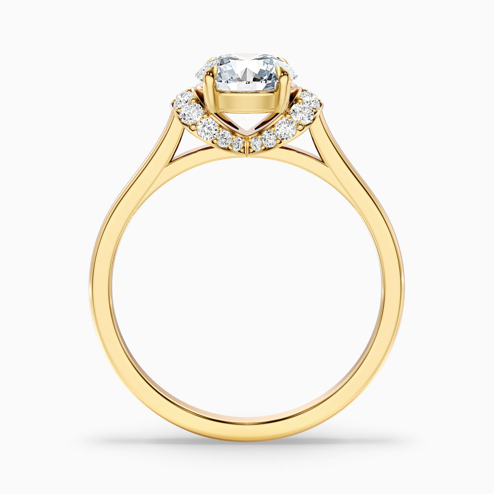 jena 10 carat round solitaire garland pave moissanite diamond ring in 14k yellow gold -  Side View