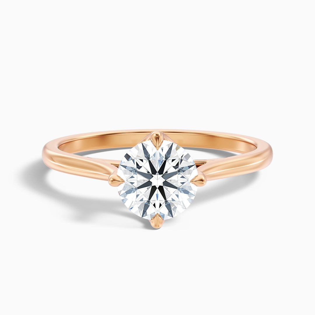 zuri 9 carat round cut solitaire moissanite engagement ring in 18k rose gold -  Front View