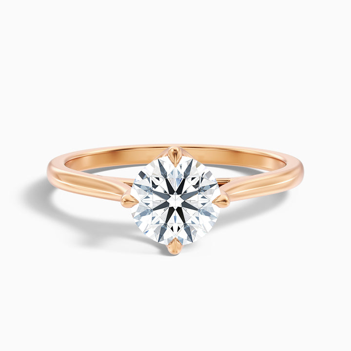 zuri 9 carat round cut solitaire moissanite engagement ring in 18k rose gold -  Front View