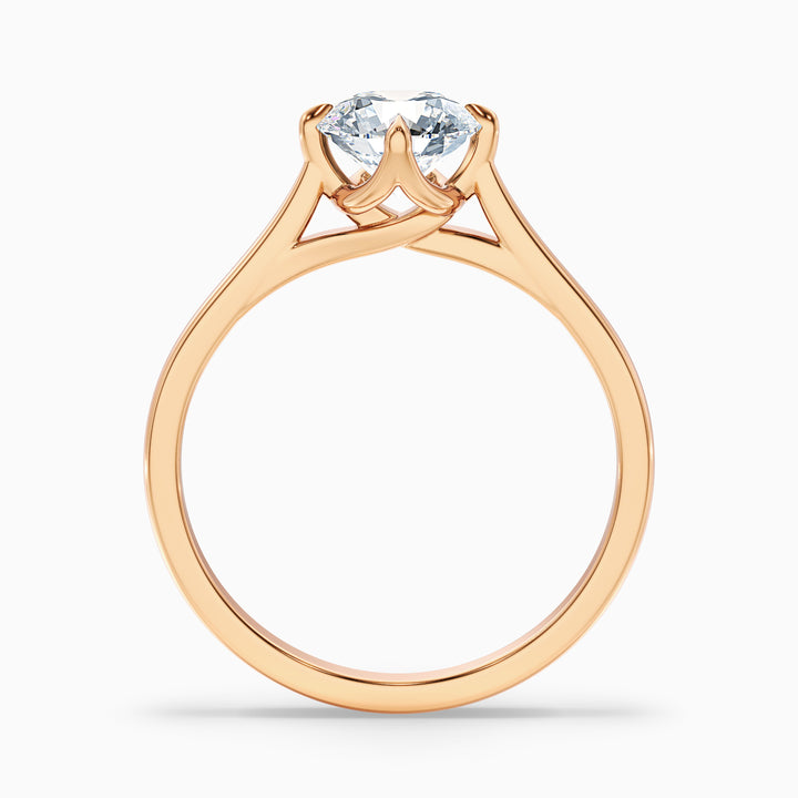 zuri 6 carat round cut solitaire moissanite engagement ring in 14k rose gold -  Side View