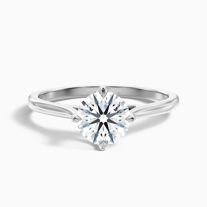 Tia 2 Carat Round Cut Solitaire Lab Grown Engagement Ring in 10k White Gold - Front View