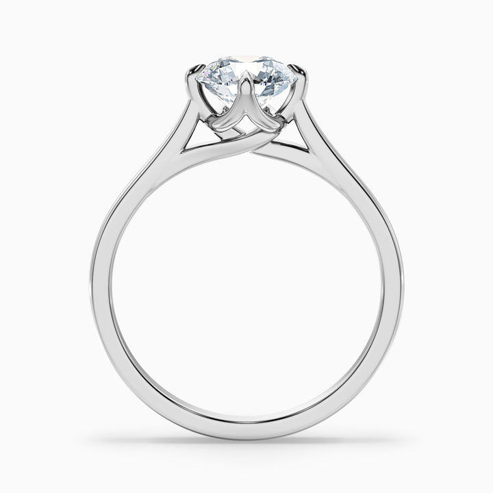 zuri 9 carat round cut solitaire moissanite engagement ring in 925 sterling silver - Side View