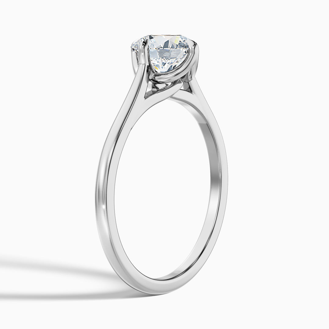 Tia 4 Carat Round Cut Solitaire Lab Grown Engagement Ring in 18k White Gold - Detail View