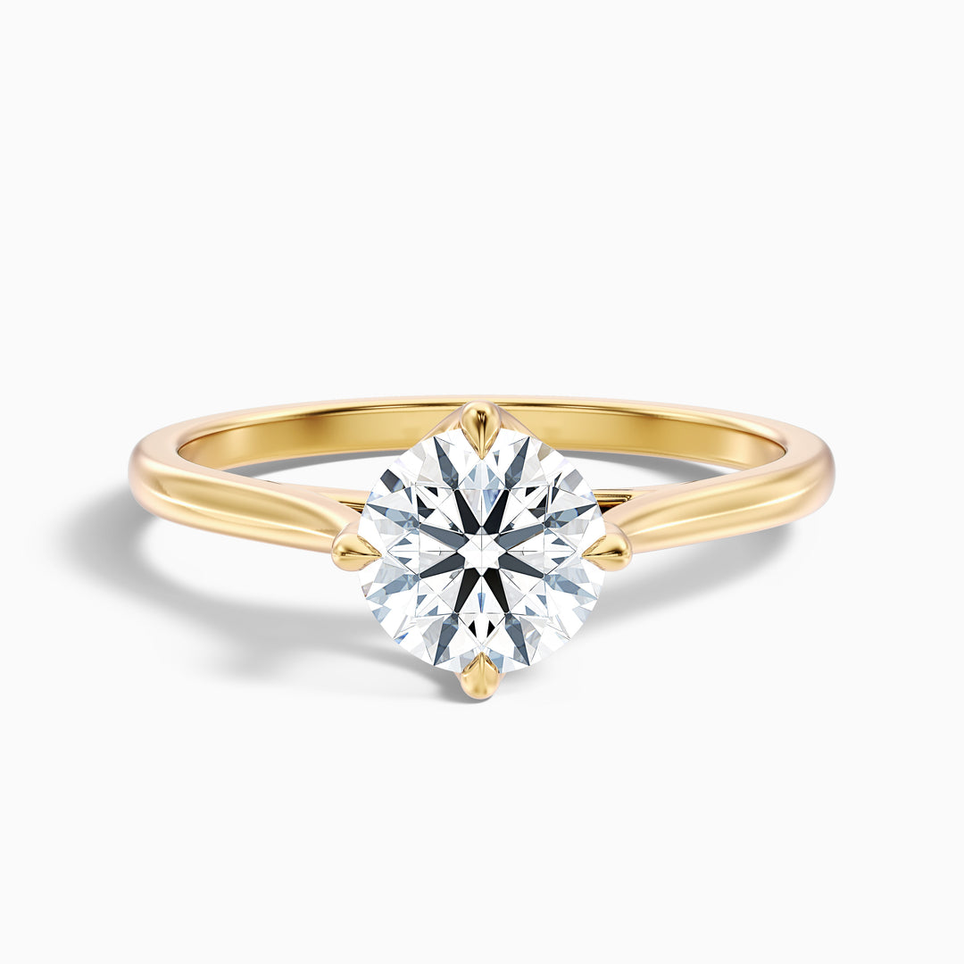 Tia 1 Carat Round Cut Solitaire Lab Grown Engagement Ring in 18k Rose Gold - Front View