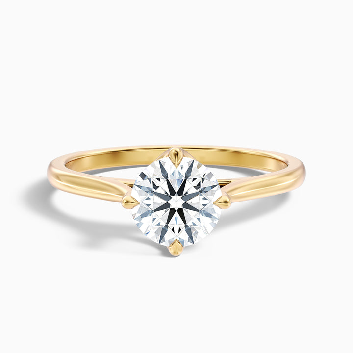 Tia 1 Carat Round Cut Solitaire Lab Grown Engagement Ring in 18k Rose Gold - Front View