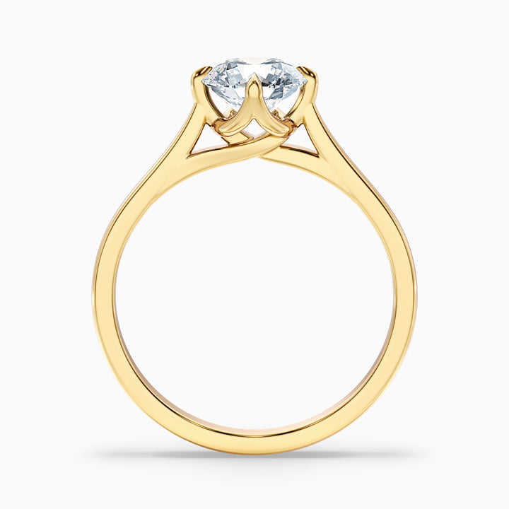 Tia 4 Carat Round Cut Solitaire Lab Grown Engagement Ring in 14k Yellow Gold - Side View