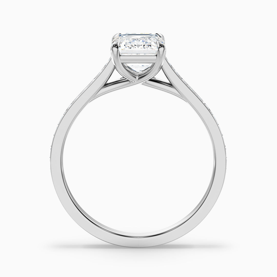 zeta 8 carat emerald cut solitaire pave moissanite engagement ring in 925 sterling silver - Side View
