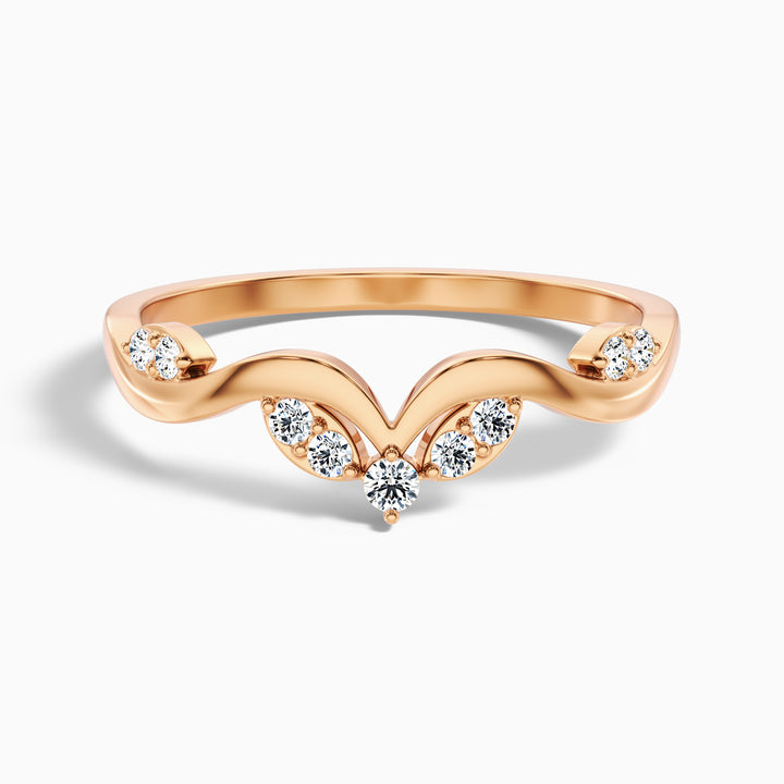 Celeste Round Cut Nature Inspired Unique Curving Wedding Band