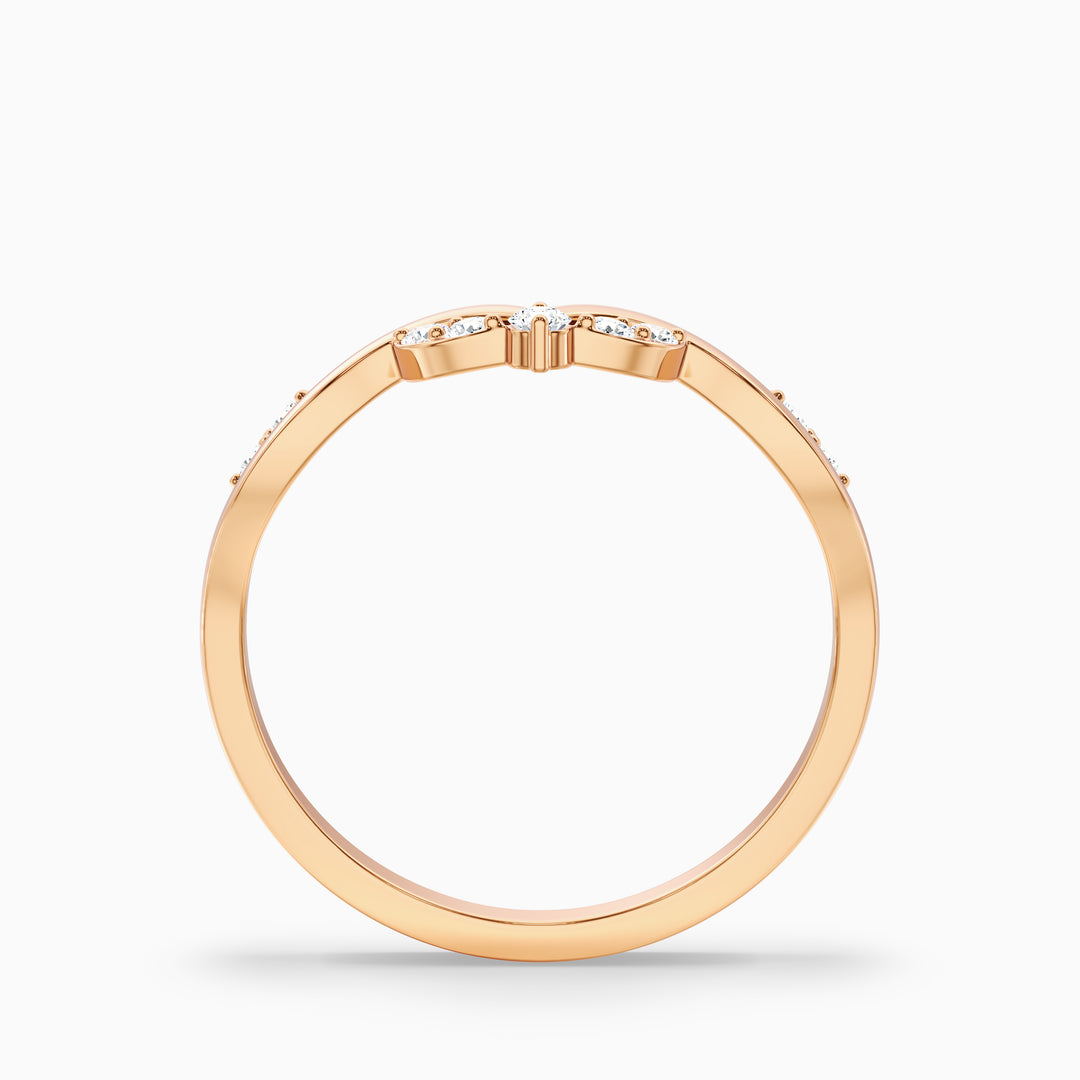 Celeste Round Cut Nature Inspired Unique Curving Wedding Band