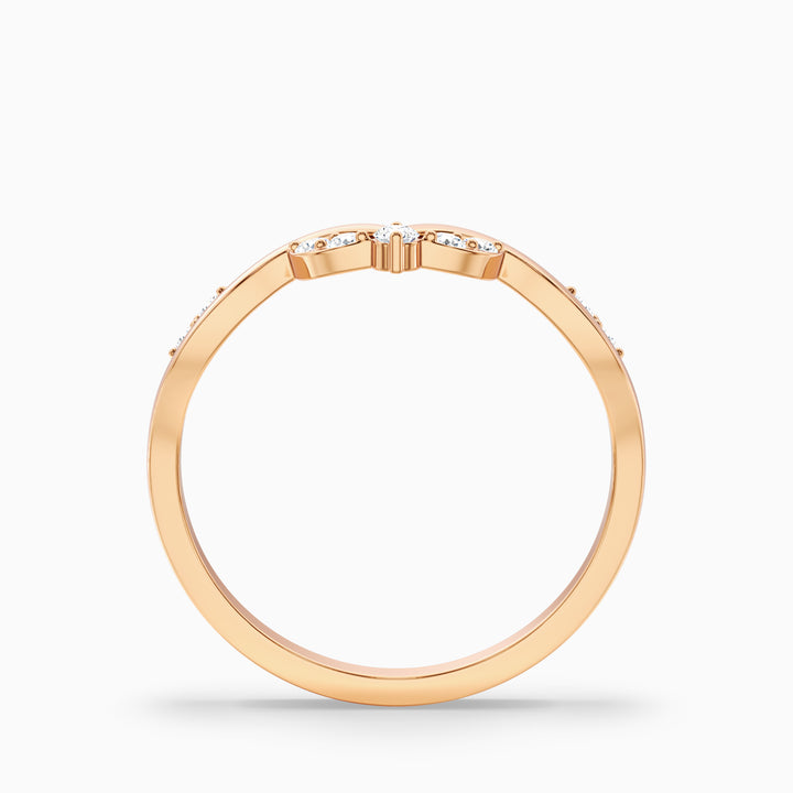 Celeste Round Cut Nature Inspired Unique Curving Wedding Band
