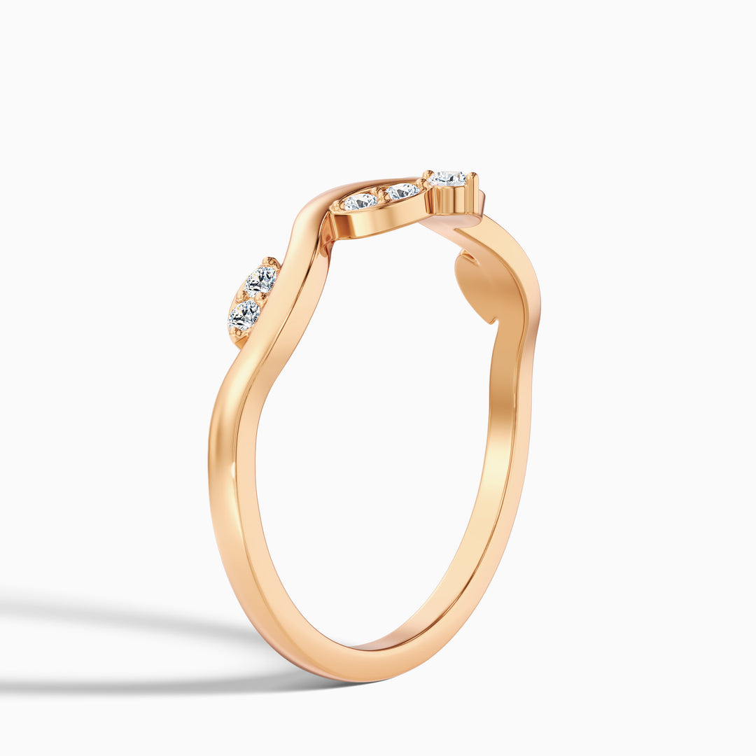 Celeste Round Cut Nature Inspired Unique Curving Wedding Band