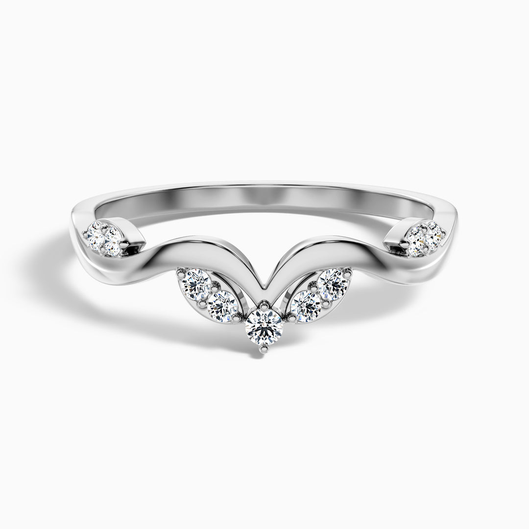 Celeste Round Cut Nature Inspired Unique Curving Wedding Band