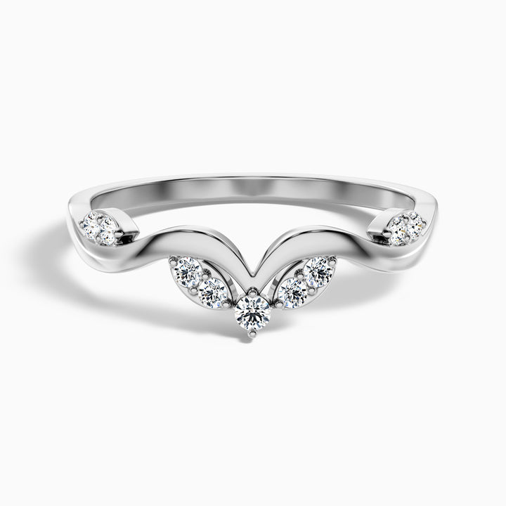 Celeste Round Cut Nature Inspired Unique Curving Wedding Band