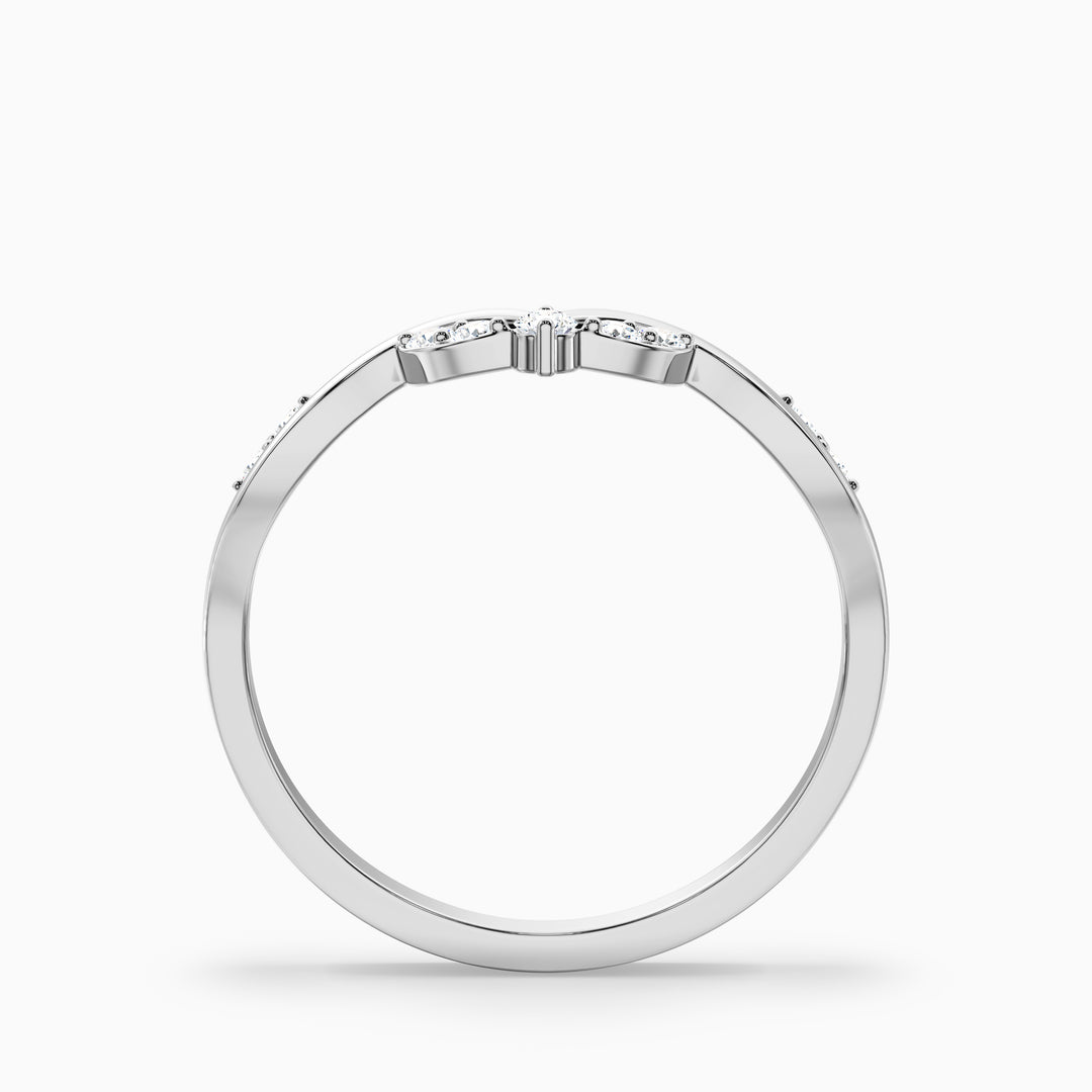 Celeste Round Cut Nature Inspired Unique Curving Wedding Band