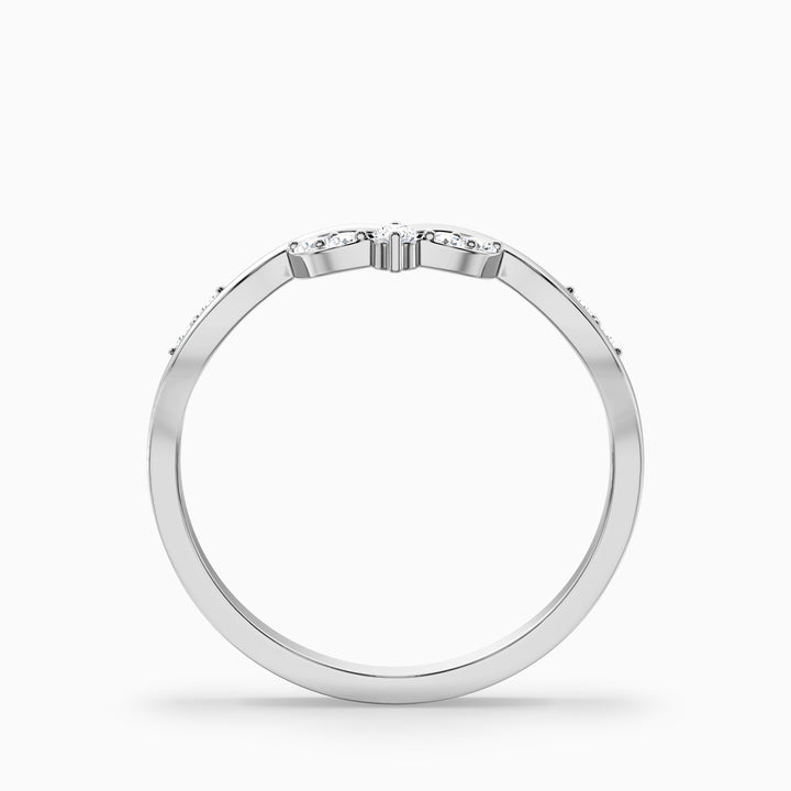 Celeste Round Cut Nature Inspired Unique Curving Wedding Band
