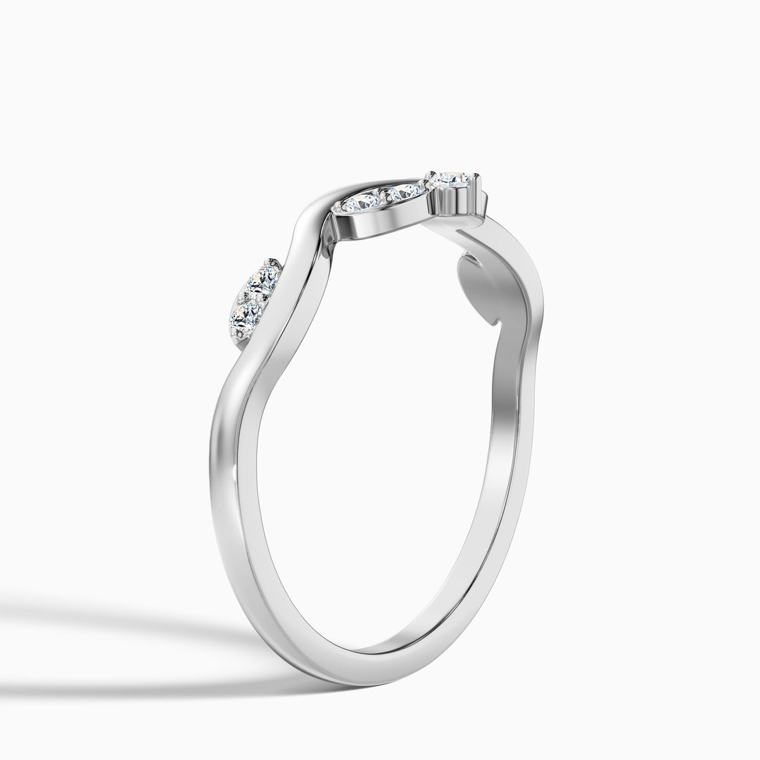 Celeste Round Cut Nature Inspired Unique Curving Wedding Band