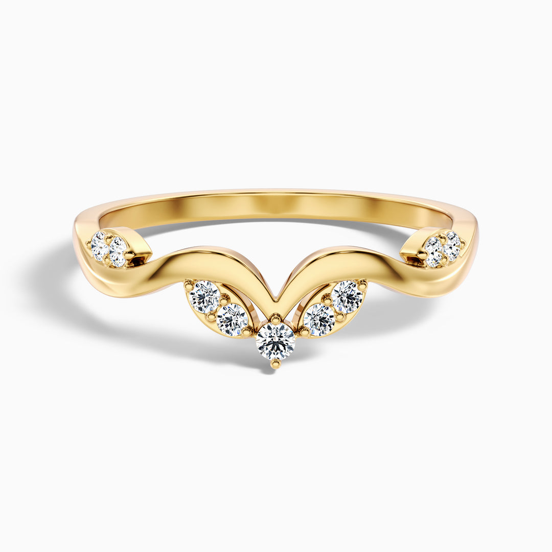 Celeste Round Cut Nature Inspired Unique Curving Wedding Band